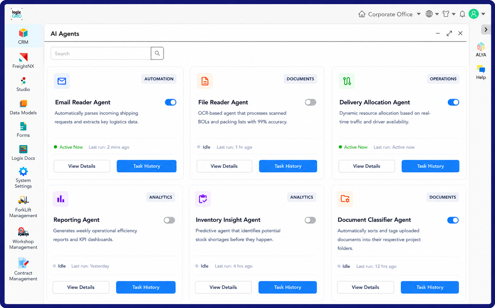 AI agents dashboard